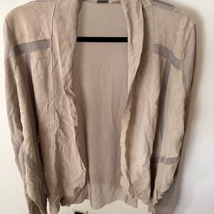 Elie Tahari Taupe Mesh-Panel Blazer